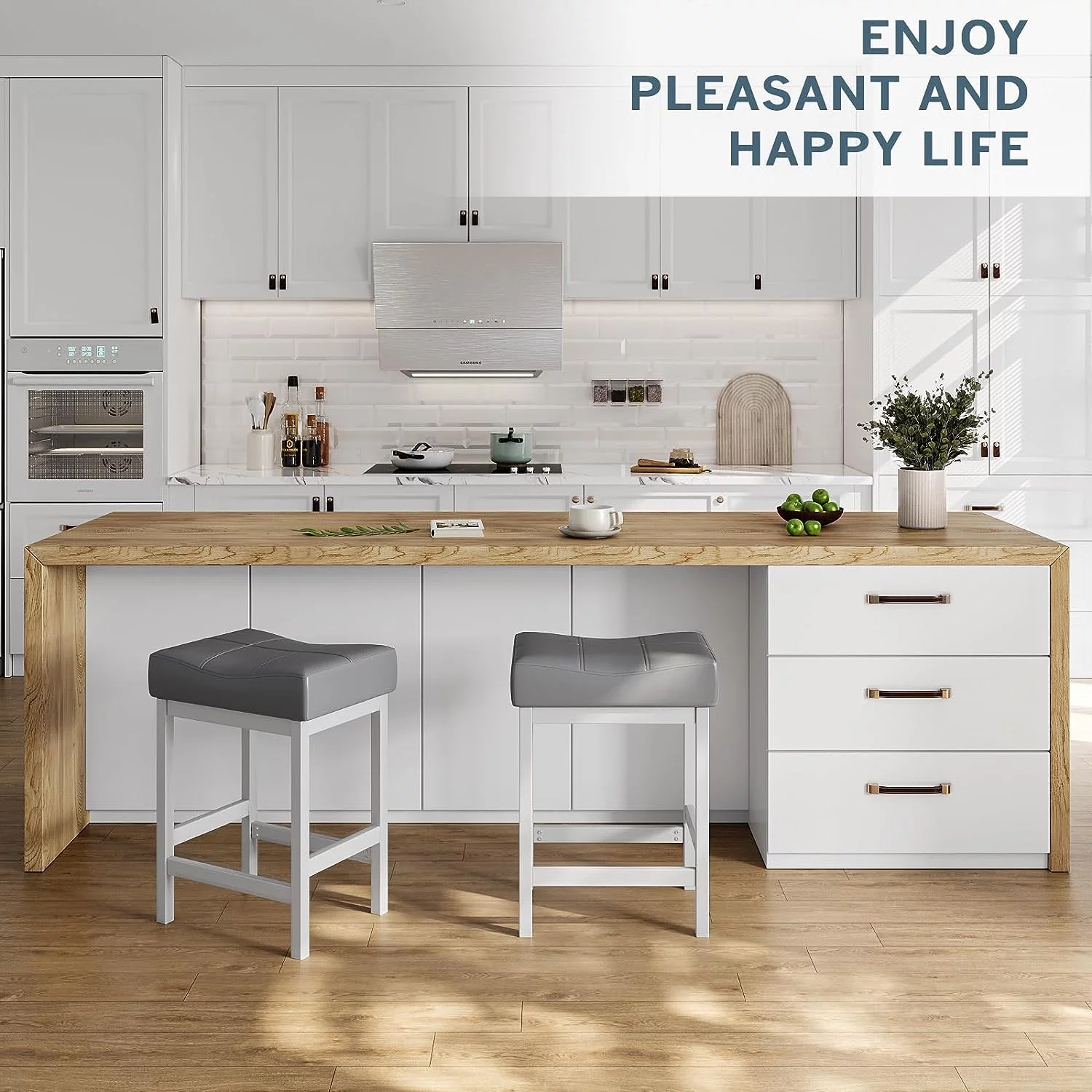 Duerer 3 Pieces Bar Table Set, Counter Height Bar Dining Table with Stools Set, White