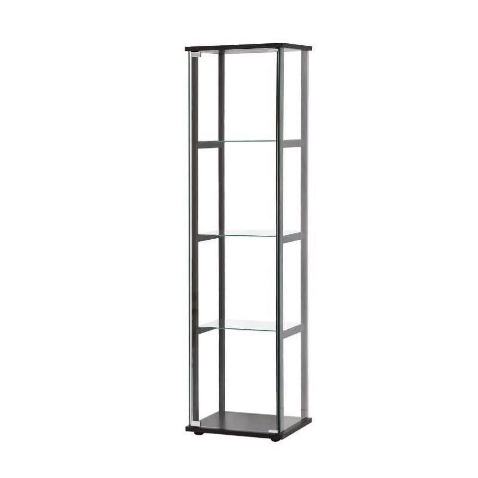 (Set of 2) Contemporary Glass Curio Cabinet in Black