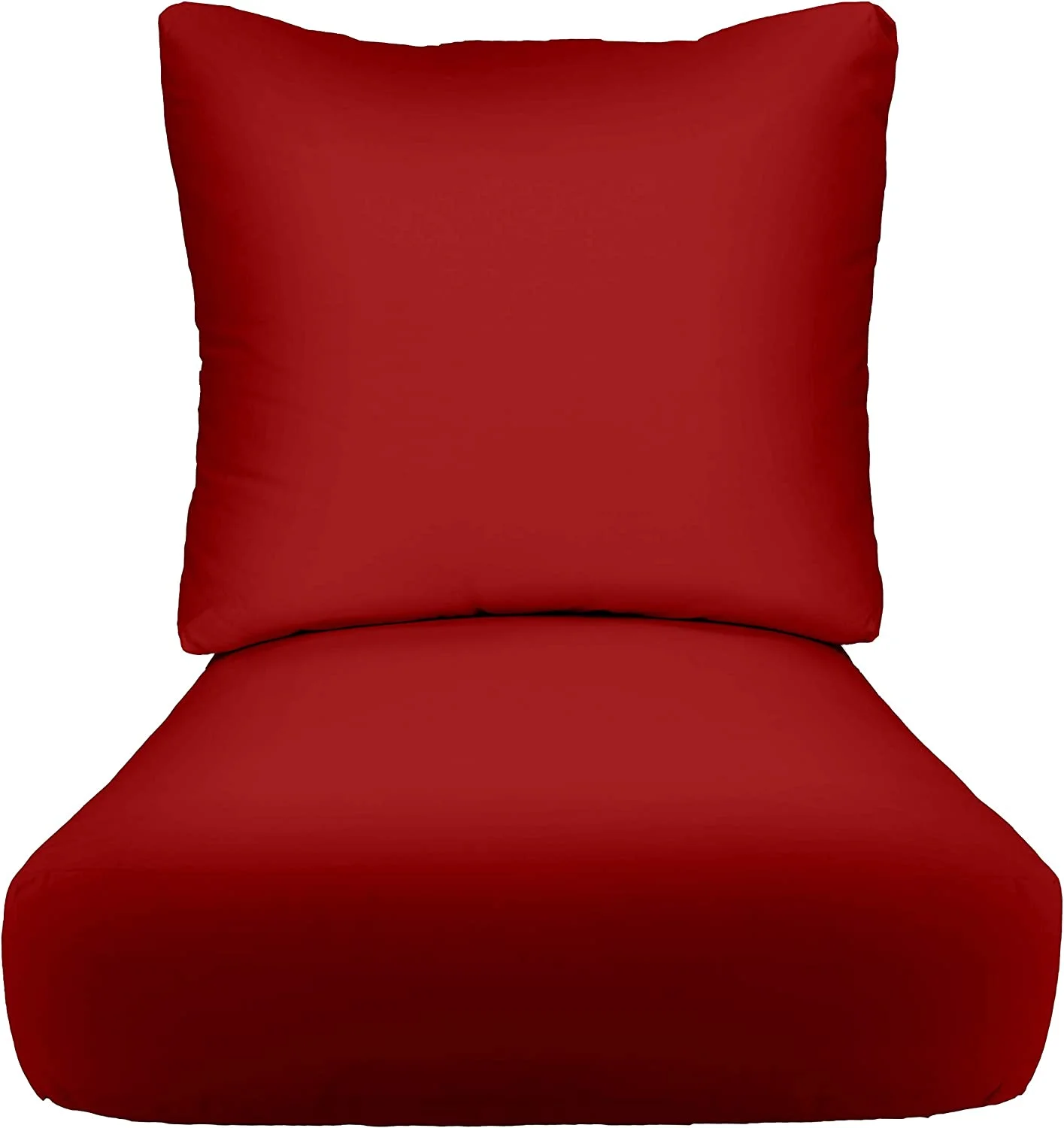 Indoor Outdoor Deep Seating Chair Cushion With Pillow Back | All Weather, Sunbrella Fabric | Seat 24” W X 27” D  Back 25” W X 21” H | Canvas Jockey Red