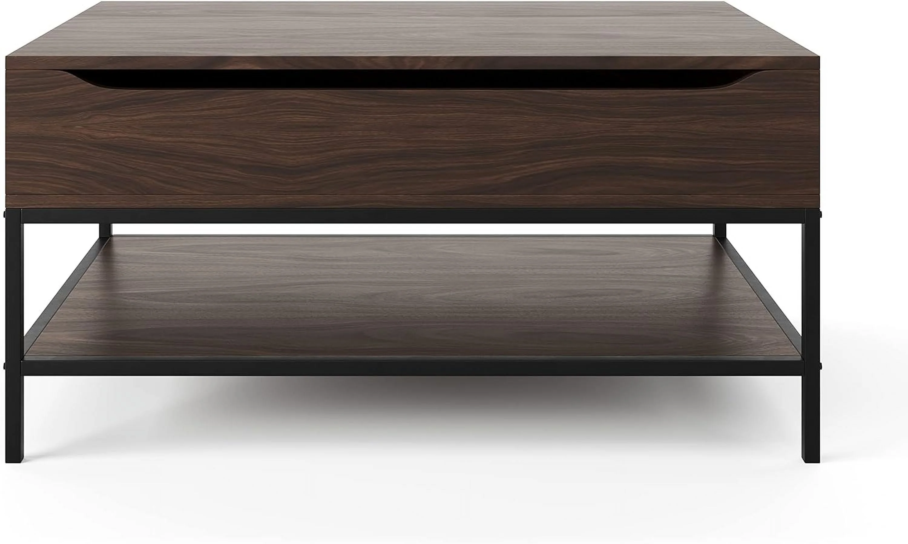 TJUNBOLIFE Flats & Castles Mackenzie 36" Modern Lift Top Coffee Table (Dark Walnut)