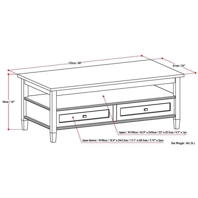 Home Square 2-Piece Set with Wood 48