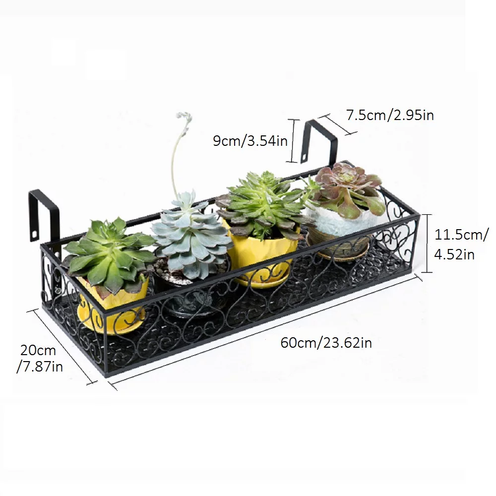 Flower Pot Stand Rack Deck Rail Flowerpot Railing Shelf Balcony Rail Planter Shelf Fence Railing Flower Pots Holder