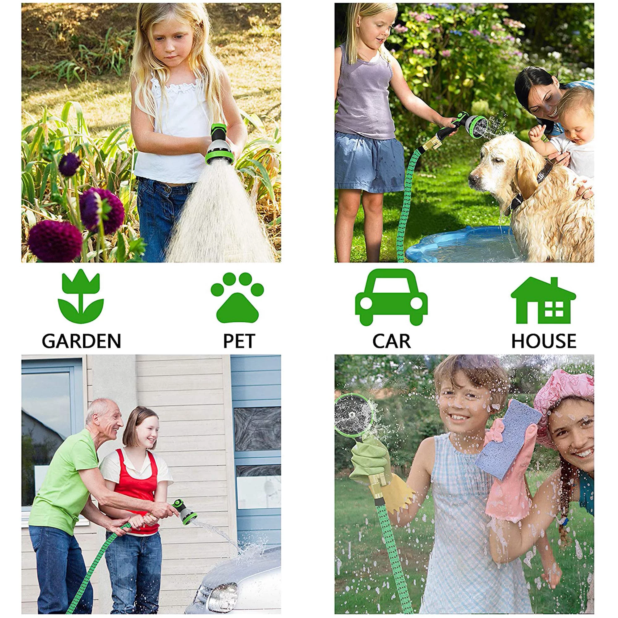 Garden Hose 100FT Water Hose with 10 Function Nozzle