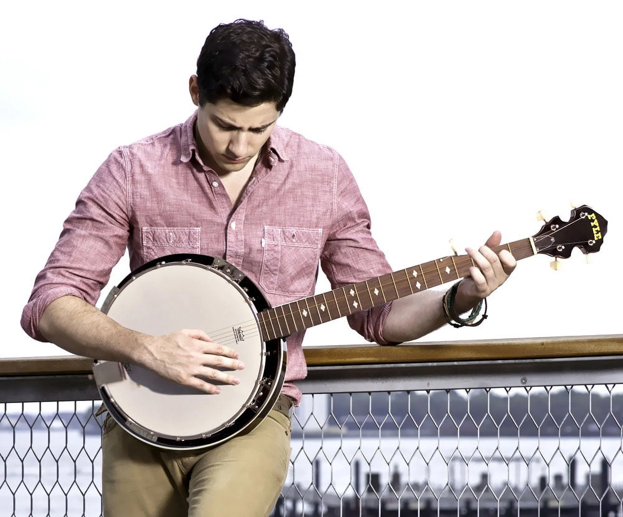 PylePro 5 String Banjo with White Jade Tune Pegs and Rosewood Fretboard