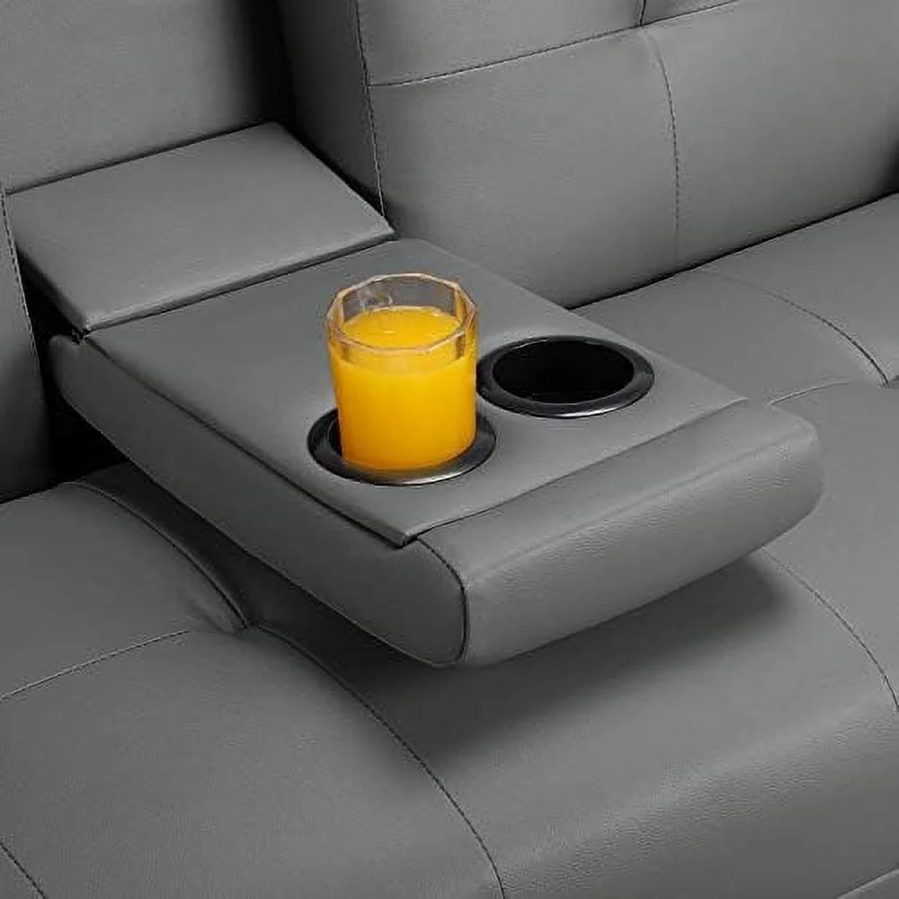 CGFHYP Convertible Sofa Bed Adjustable Couch Sleeper Modern Faux Leather Home Recliner Reversible Loveseat Folding Daybed Guest Bed  Removable Armrests  Cup Holders  3 Angles  772lb Capac