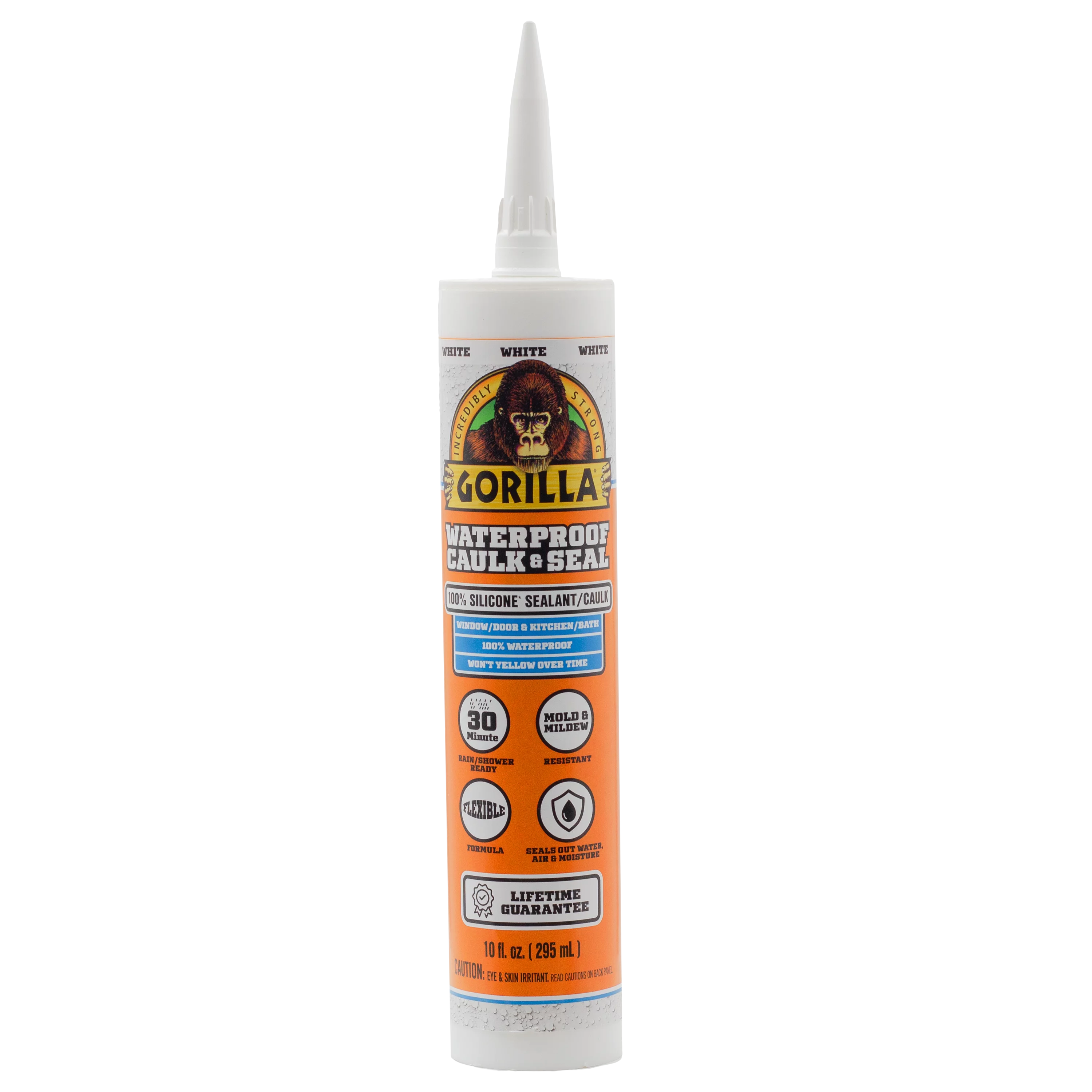 (2 pack) Gorilla White Caulk & Seal, 10oz. 100% Waterproof Industrial Sealant