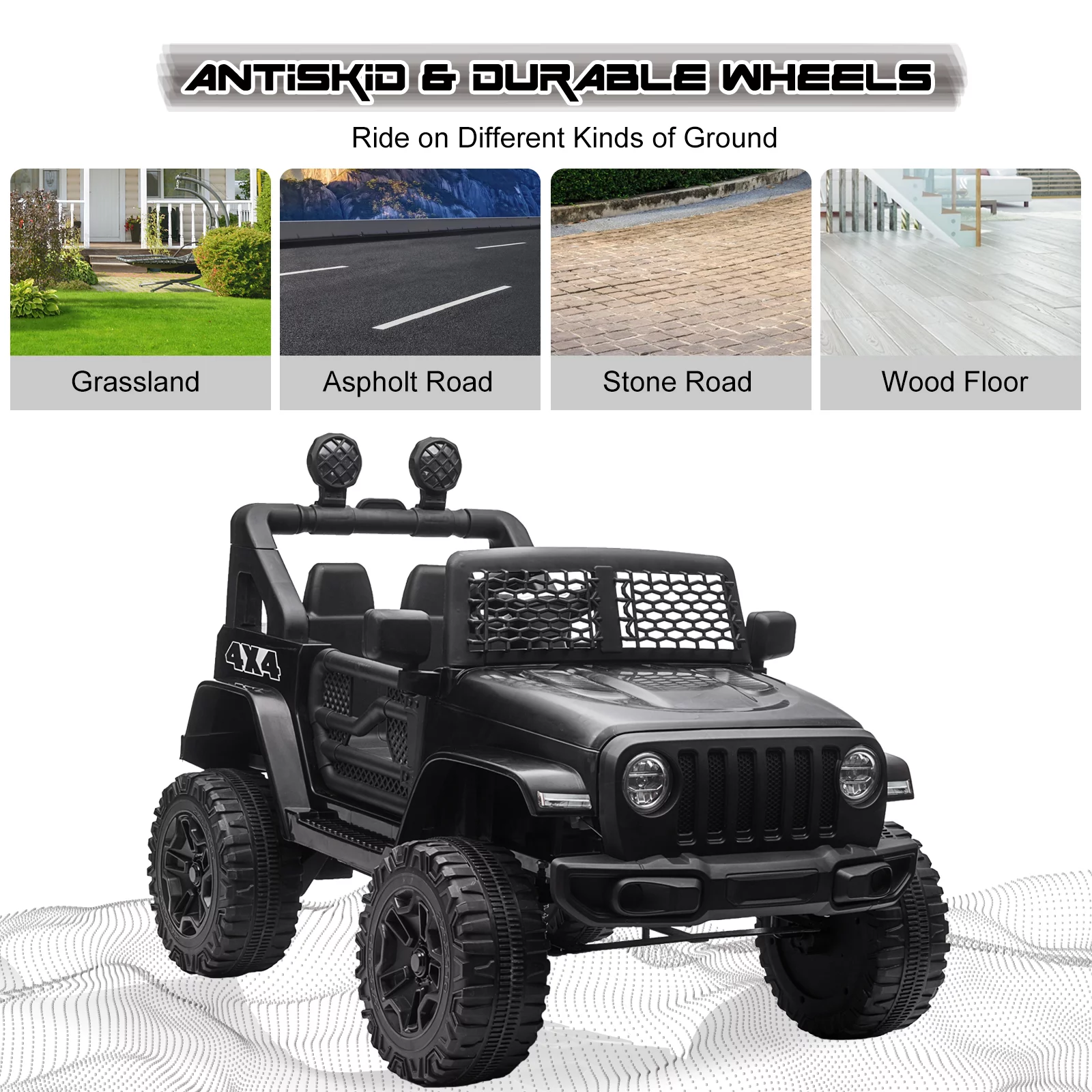 JOINATRE 12V Kids Ride On Car Truck, Battery Power Electric Car for Kids w/Parent Remote Control, 3 Speeds Ride on Toys with Suspension, LED Lights, Double Open Doors for Boys Girls Age 3-8 Yrs old