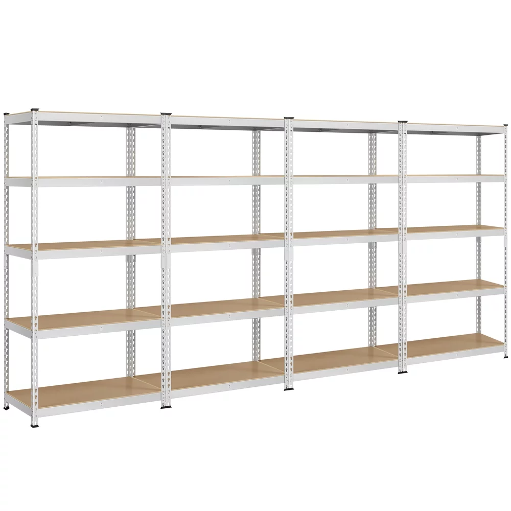 Smile Mart 5-Shelf Boltless & Adjustable Steel Storage Shelf Unit, Silver, Holds up to 705 lb Per Shelf, 4 Pack