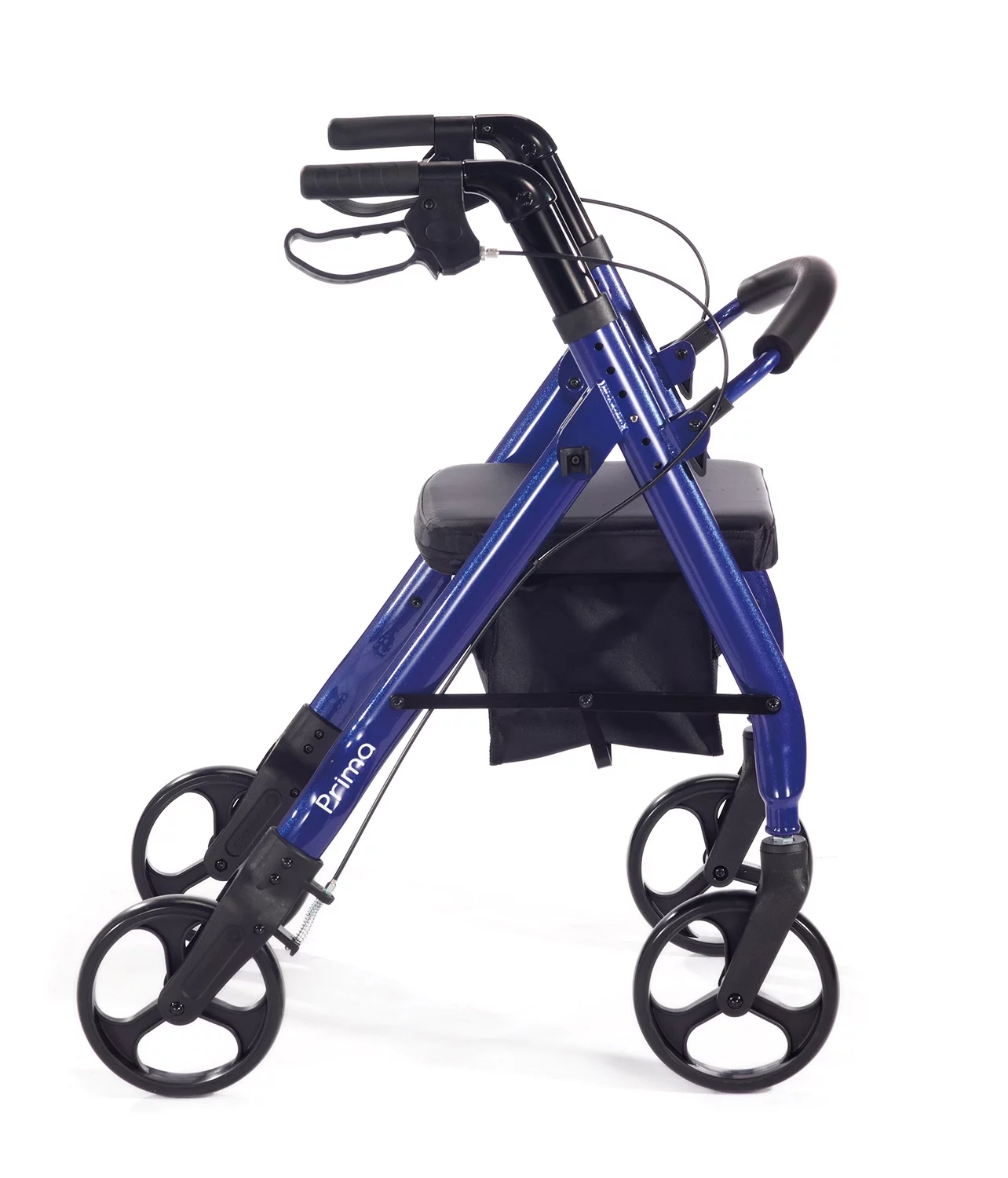 Comodita Prima Heavy-Duty Rolling Walker Rollator with Comfortable 15-Inch Wide Nylon Seat (Metallic Blue)