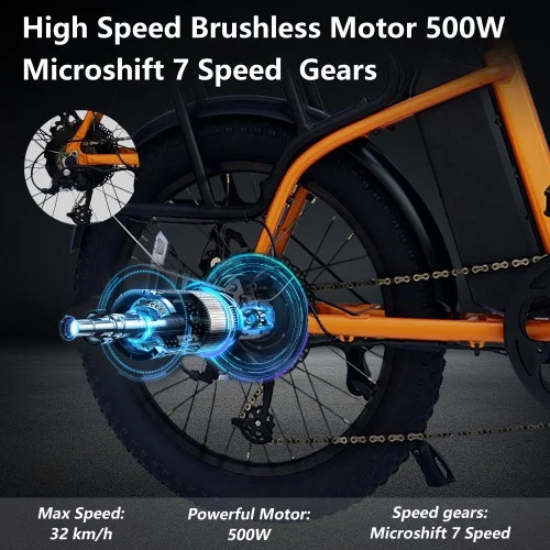 Electric Bike for Adults, 500W Motor 25MPH Max Speed, 48V 10AH Removable Battery, 20