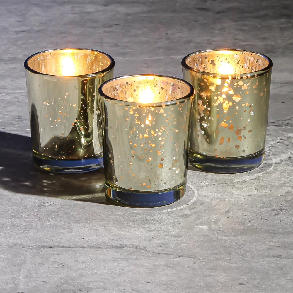 Richland Metallic Gold Mercury Votive Holders Set of 12