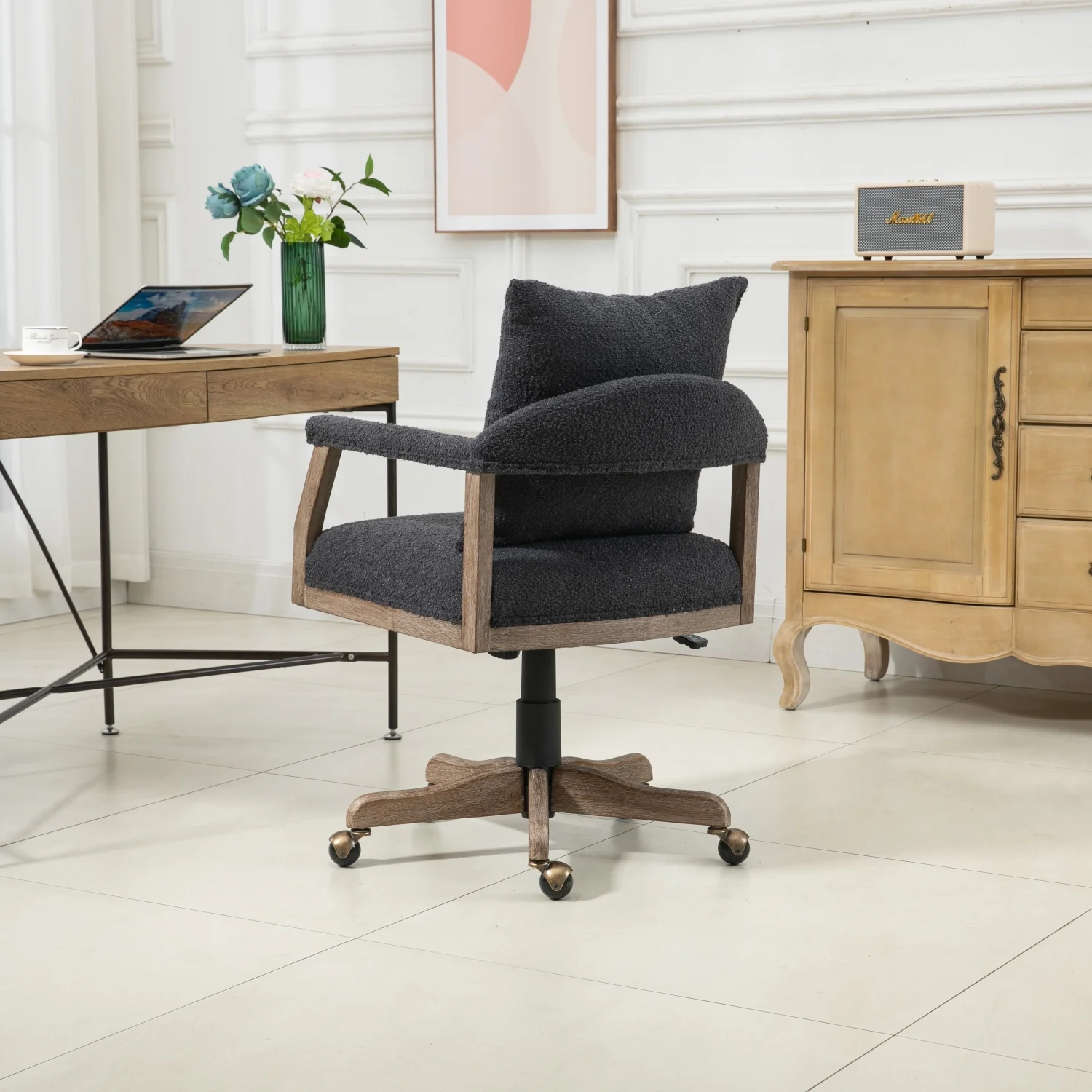 COOLMORE Computer Chair Office Chair Adjustable Swivel Chair Fabric Seat Home Study Chair