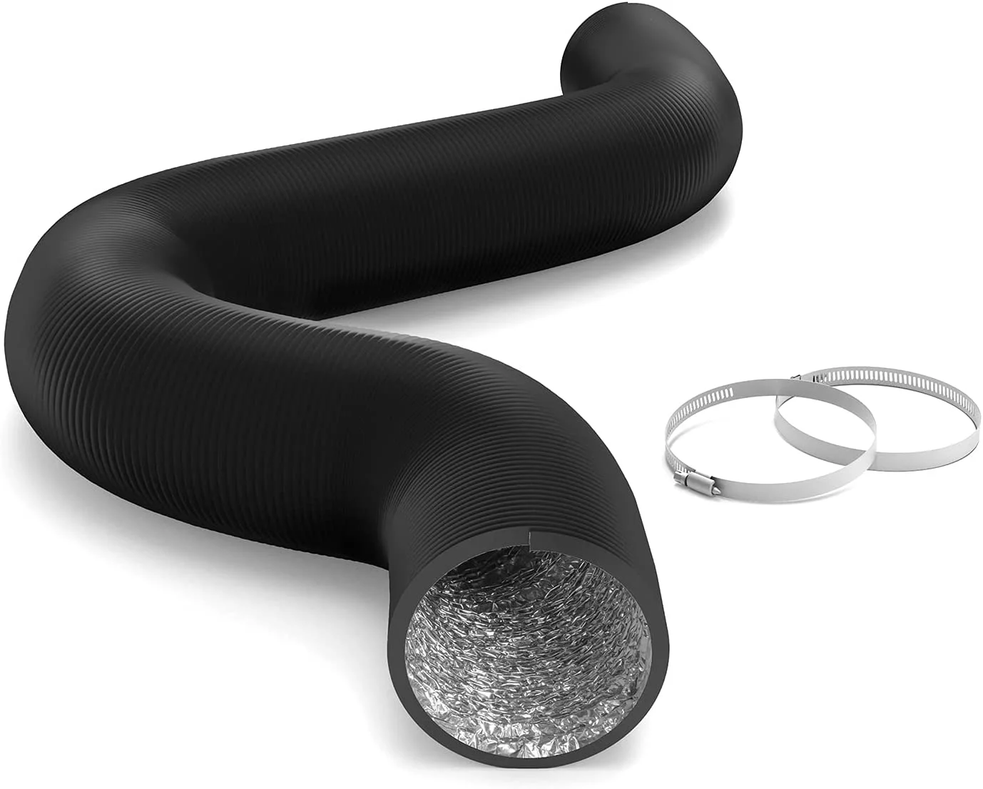 iPower Flexible 4 inch 25 Feet Aluminum Ducting 4 Layer Protection Dryer Vent Hose,Black