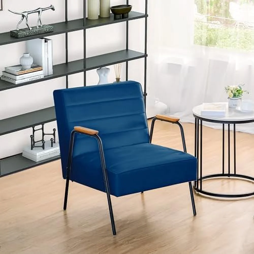 SQRTCV Accent Chair with Ottoman  Mid Century Modern Velvet Upholstered Armchair Leisure Chair with Foot Stool for Living Room  Bedroom(Beige)