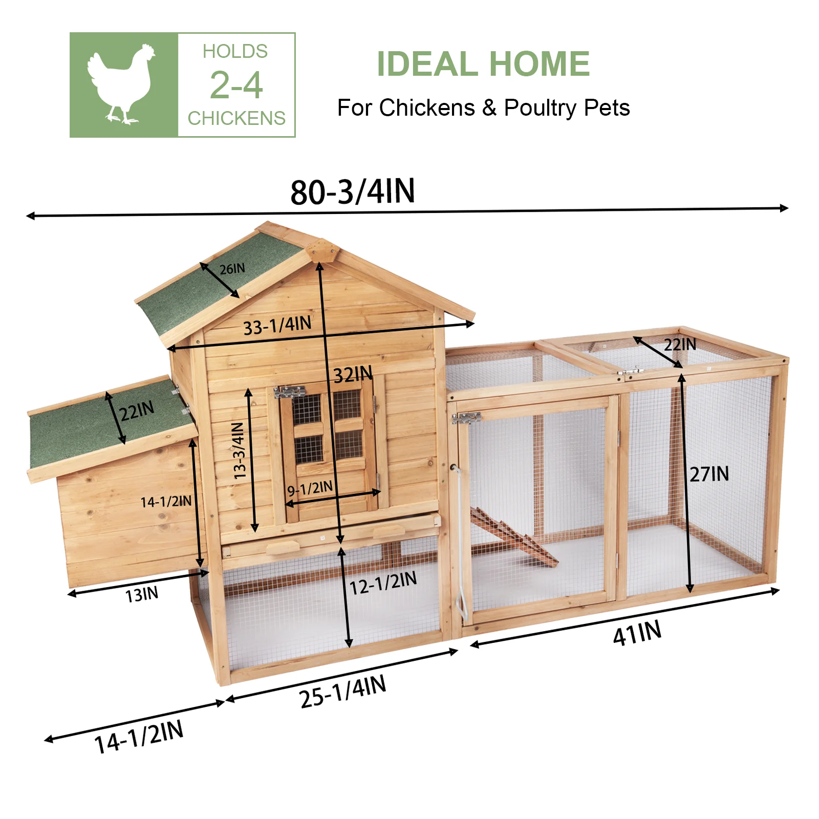 Grezjxc Chicken Coop Large Wooden Outdoor Hutch Hen Cage with Ventilation Castle Door, Rabbit Hutch Home Backyard Removable Tray & amp Ramp Play House Nesting Boxes with Cover(Grey)
