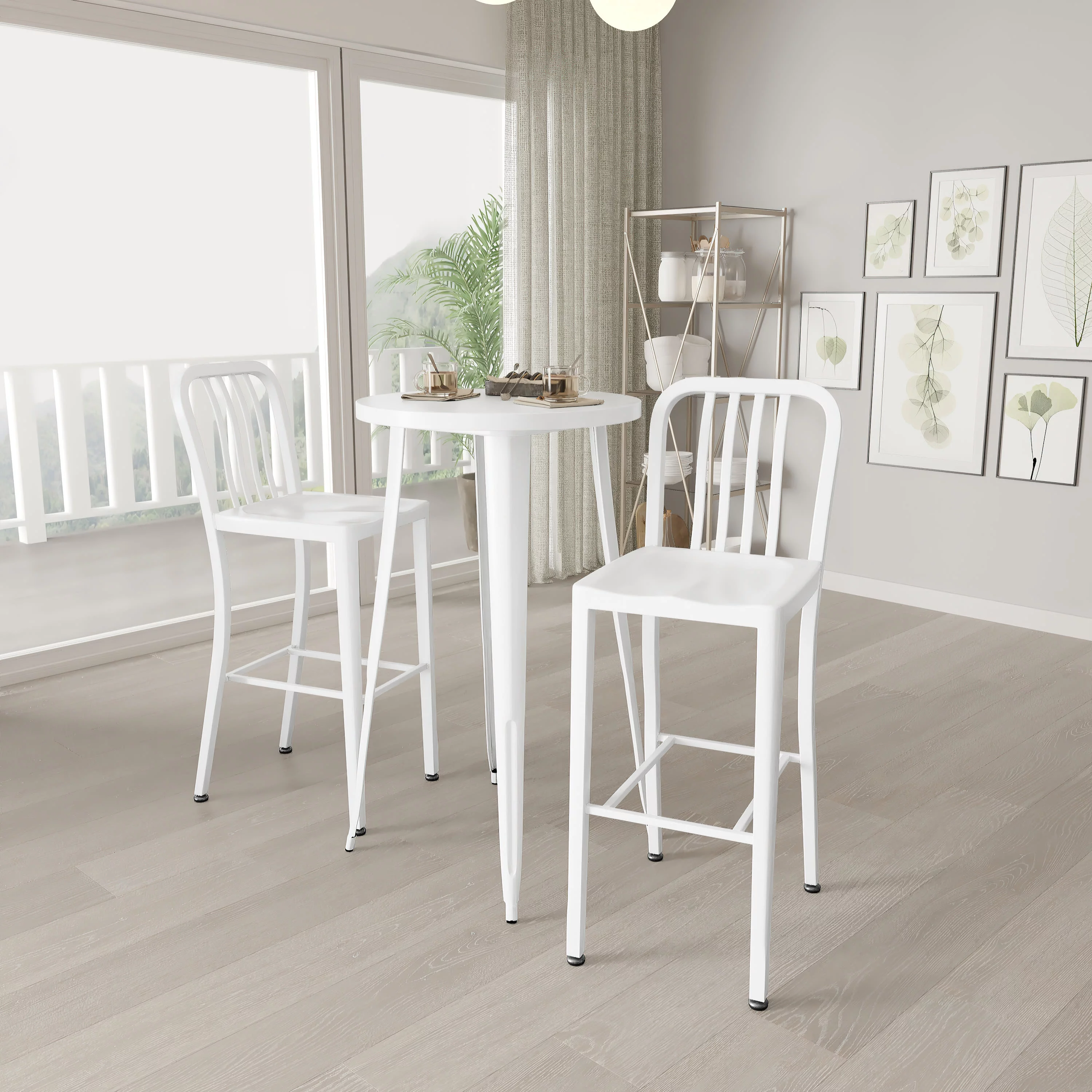 Merrick Lane 3 Piece Outdoor Dining Set in White with 24