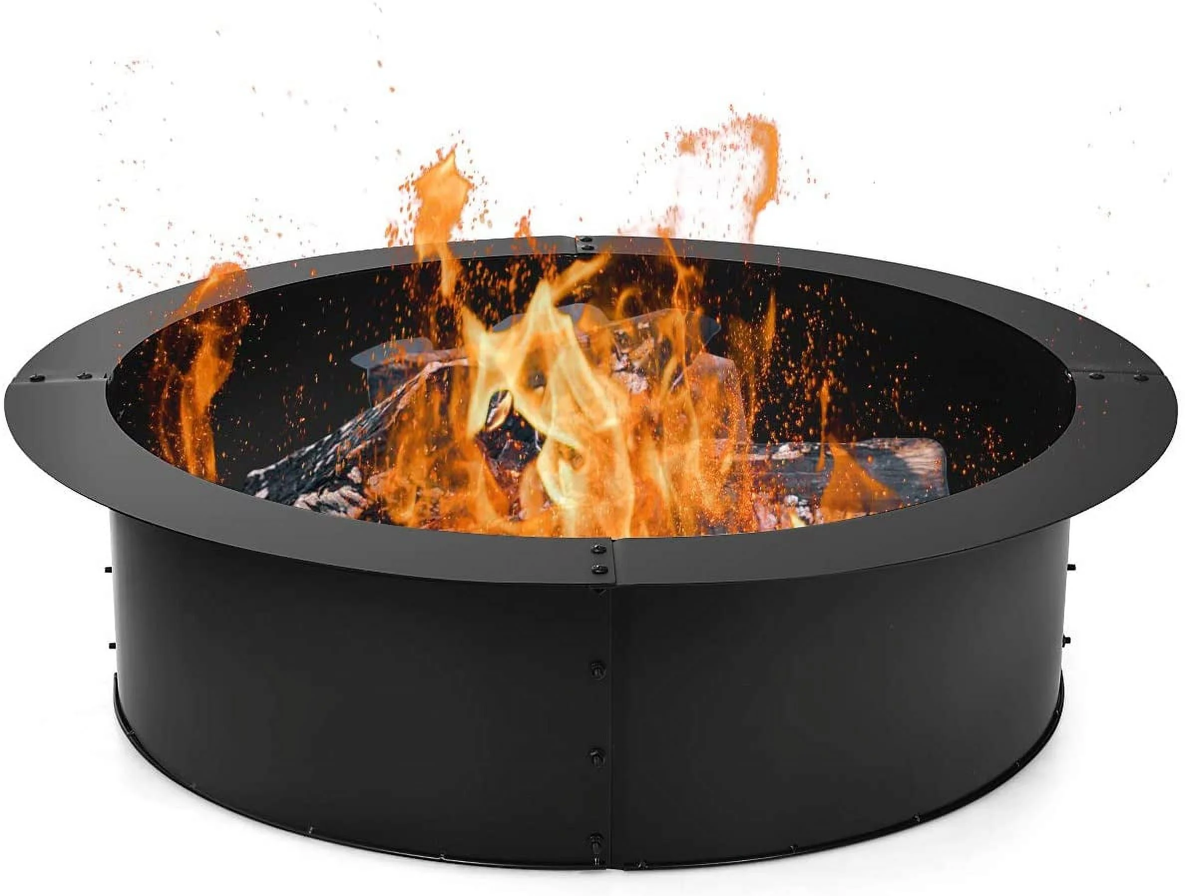 Fire Ring Heavy Duty Thick Solid Steel Fire Pit Liner 36-Inch Outer/30-Inch Inner Diameter, DIY Fire Pit Rim Above or In-Ground for Outdoor, Patio, Backyard