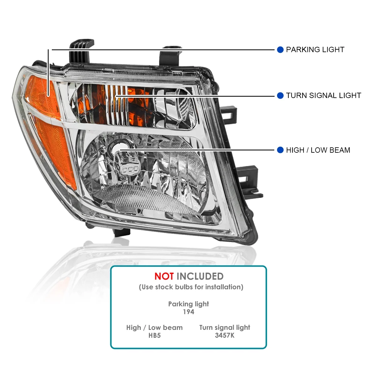 Spec-D Tuning Chrome Headlights Compatible with 2005-2008 Nissan Frontier, 2005-2007 Nissan Pathfinder
