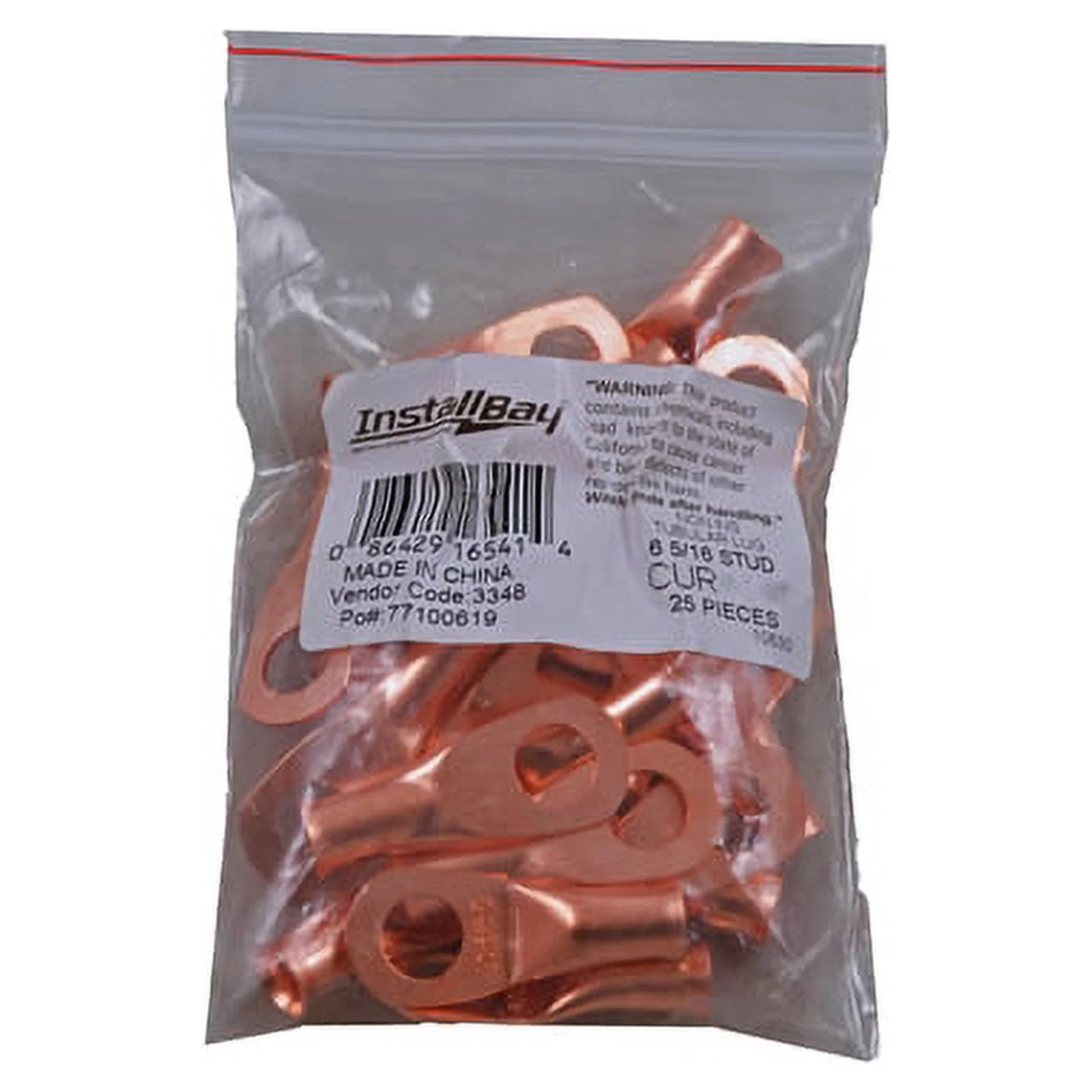 Install Bay CUR414 Copper Uninsulated Ring Terminal 4 Gauge 1/4 Inch