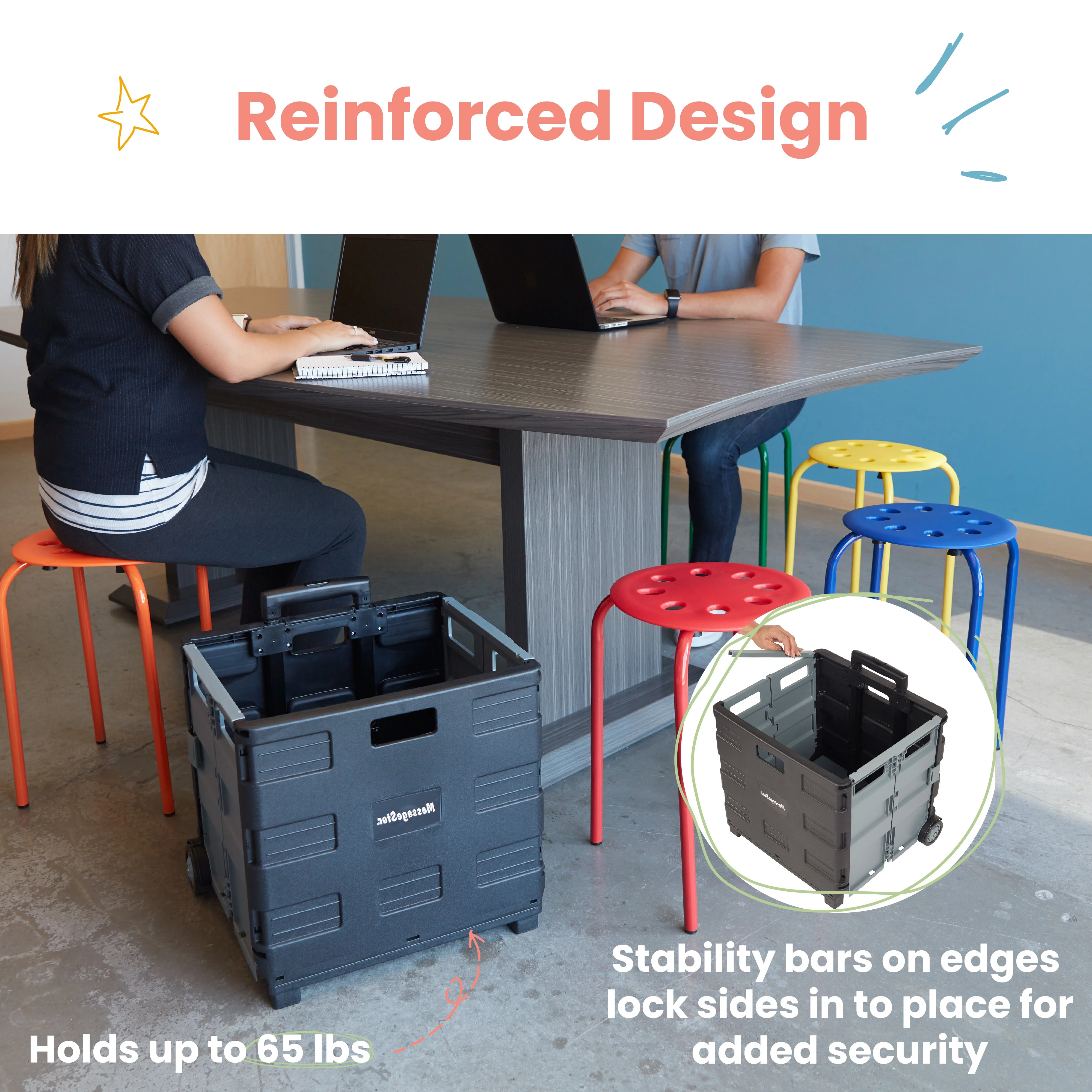 ECR4Kids Universal Rolling Cart, Black