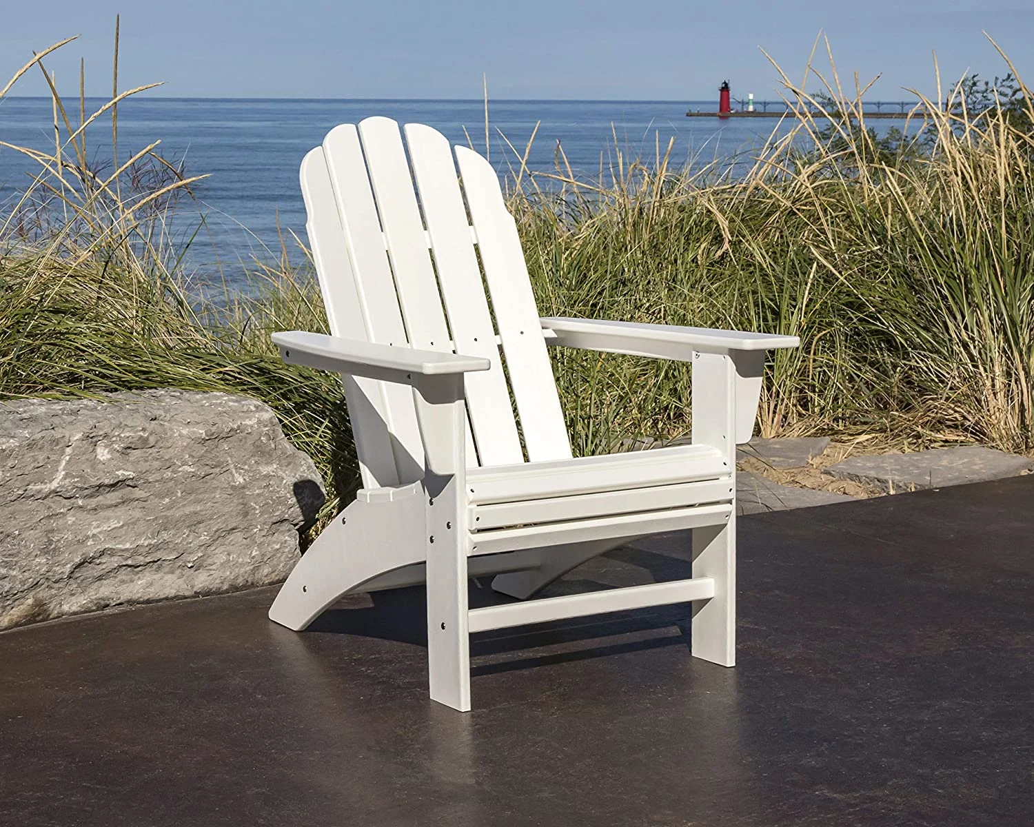 POLYWOOD Vineyard Curveback Adirondack Chair in Slate Grey