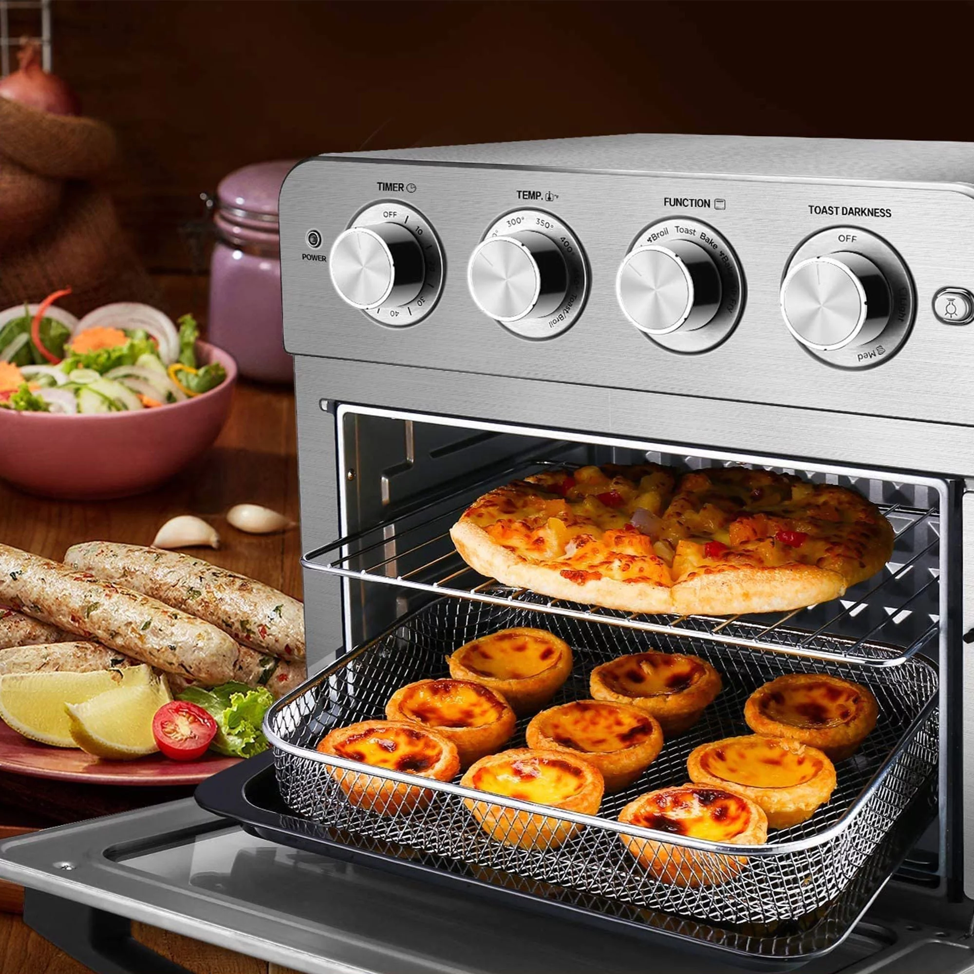 Geek Chef Stainless Steel 4 Slice Extra Wide Slot Toaster w/ Bagel/Defrost