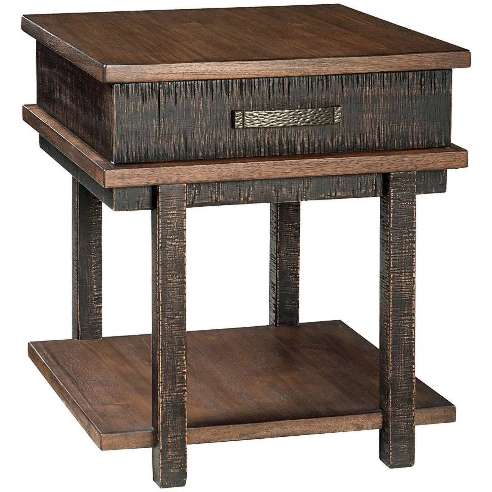 Bowery Hill 1 Drawer End Table in Black and Brown