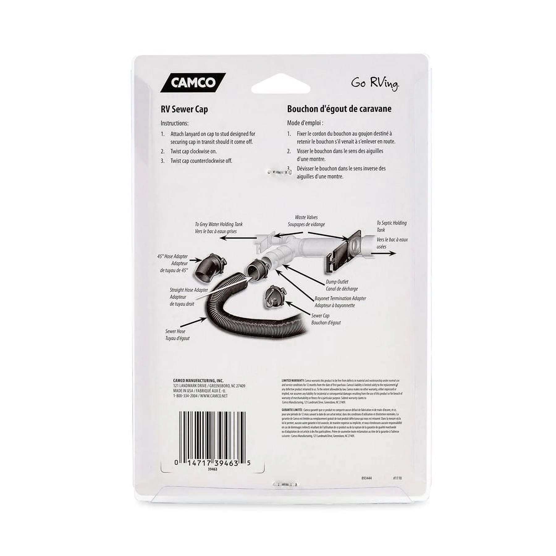 Sewer Cap w/Hose Connection (Eng/Fr)