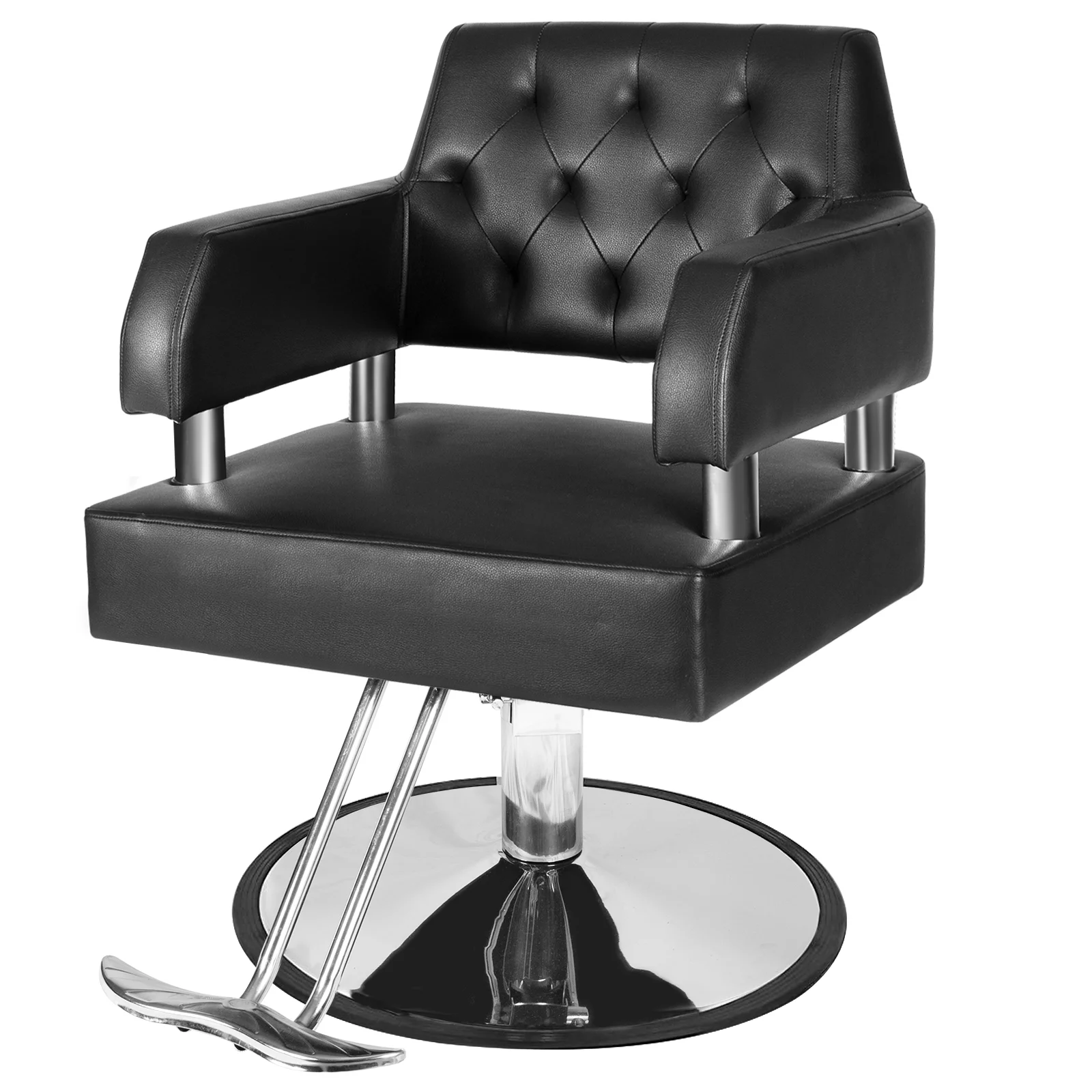 Barber Chair Salon Chair for Hair Stylist with Hydraulic Pump Adjustable Height 360-Degrees Swivel Hair Chair Spa Beauty, Black