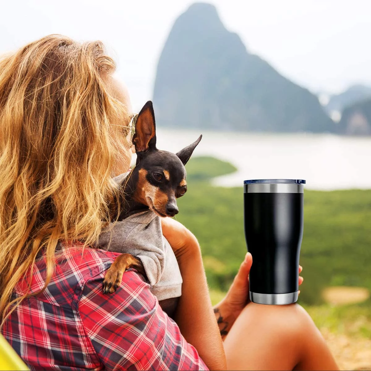 MEWAY 20oz Stainless Steel Tumblers 4 Pack Bulk,Vacuum Insulated Coffee Cup with Lid,Double Wall Powder Coated Travel Mug Gift,Thermal Cups Keep Drinks Cold & Hot(Black,Set of 4)