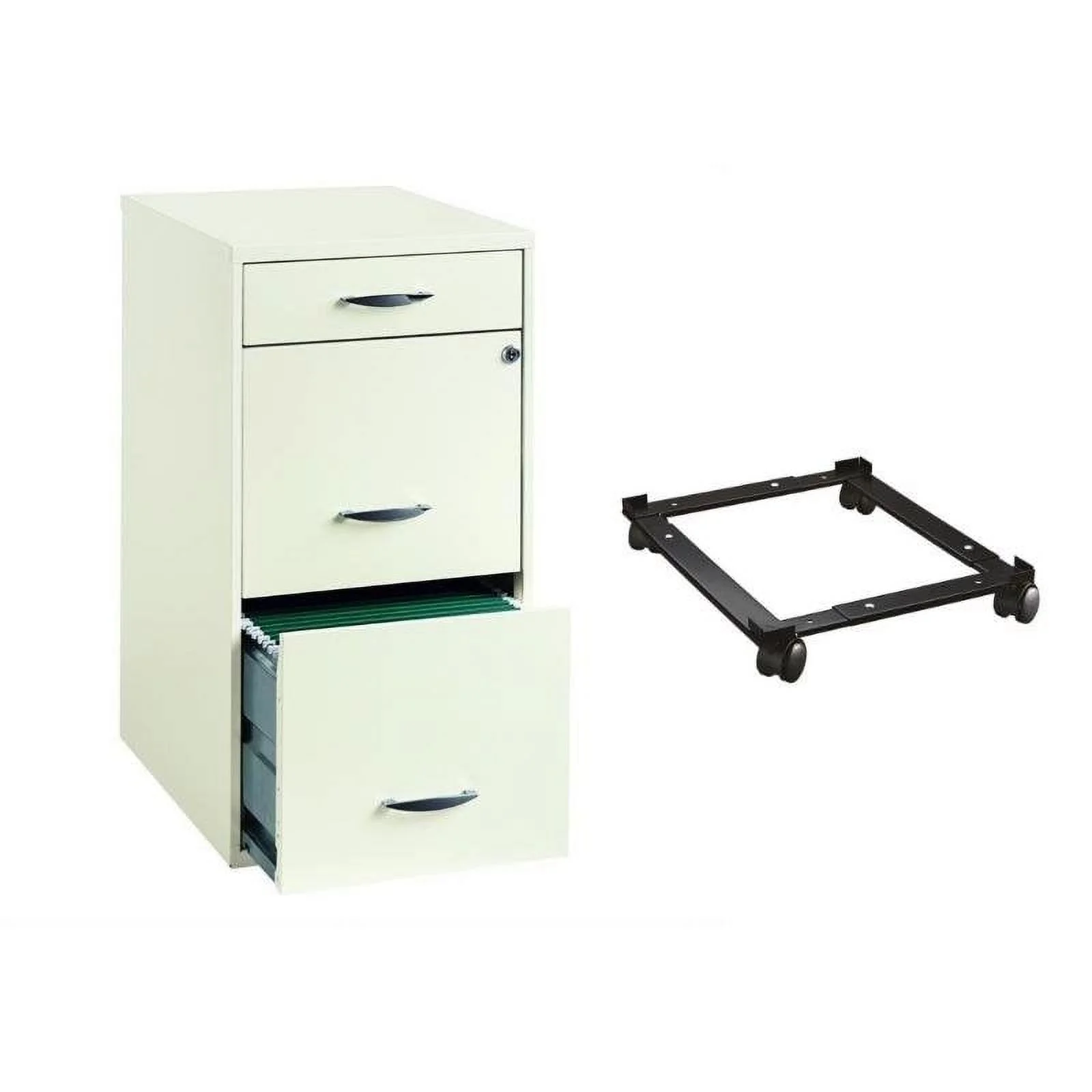 2 Piece Drawer File Cabinet and Mobile Adjustable File Caddy Set