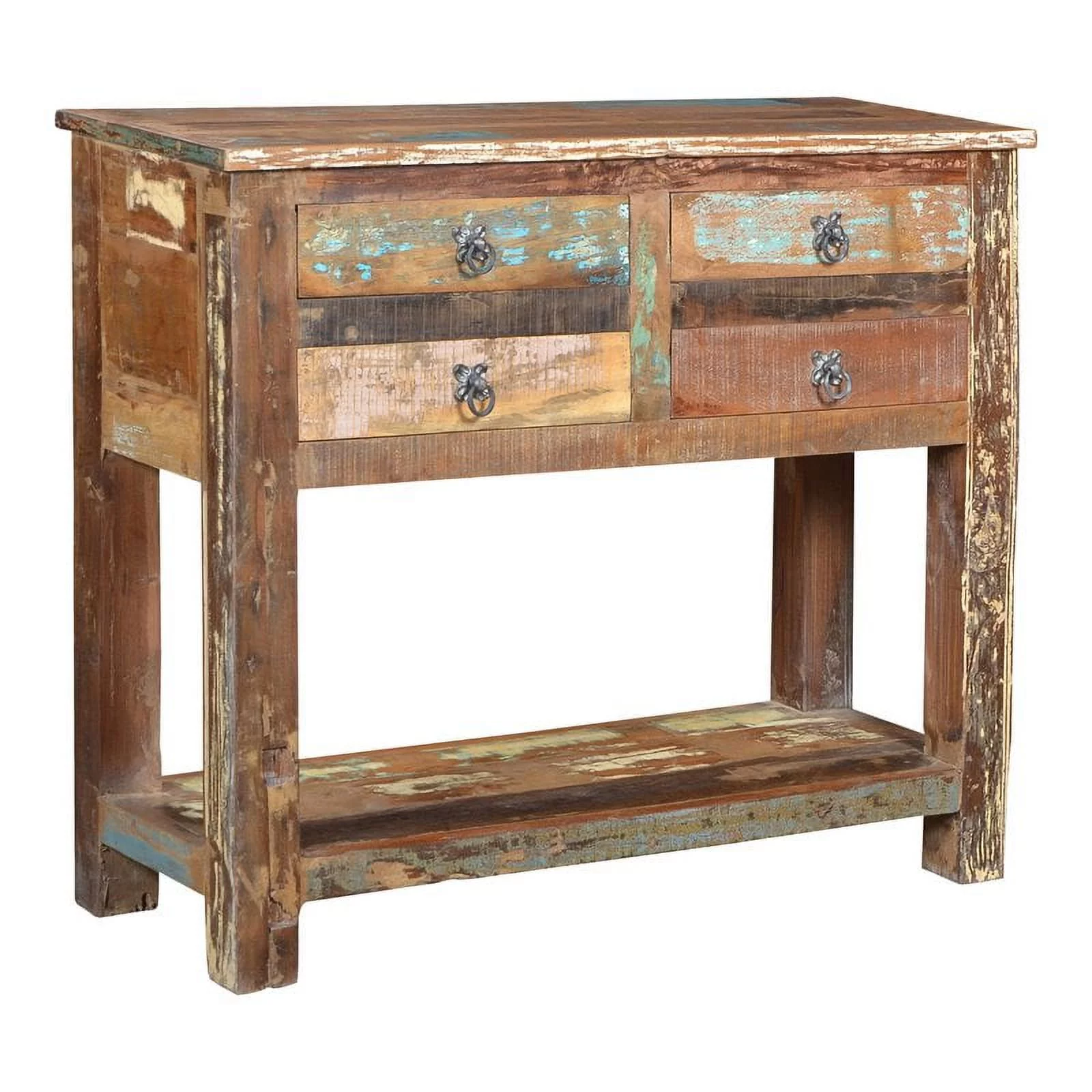 Taran Designs Hayden Solid Wood Console Table in Brown Multicolor