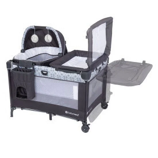 Baby Trend Nursery Den Playard with Rocking Snooze Pod, Flip Over Changer - Pebble Stone Grey