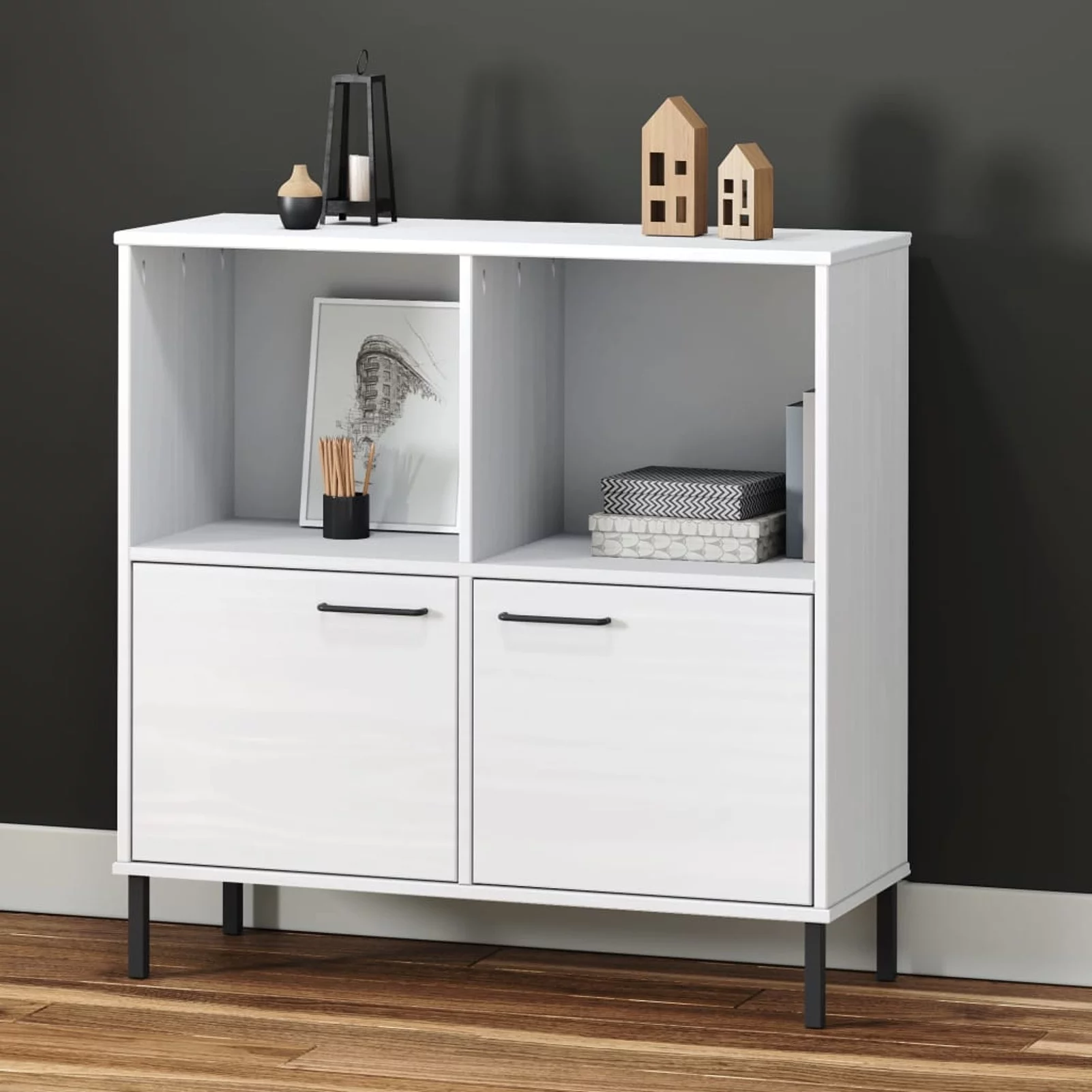 Andoer Bookcase with Metal Legs White 35.4