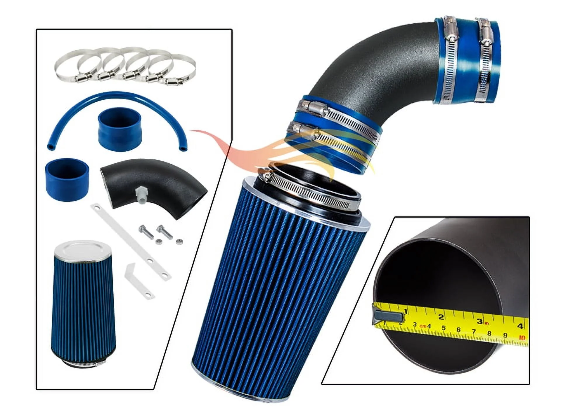 RW SERIES - MATTE BLACK PIPE BLUE - SHORT RAM INTAKE Compatible For 10-12 Hyundai Genesis Coupe 3.8L V6