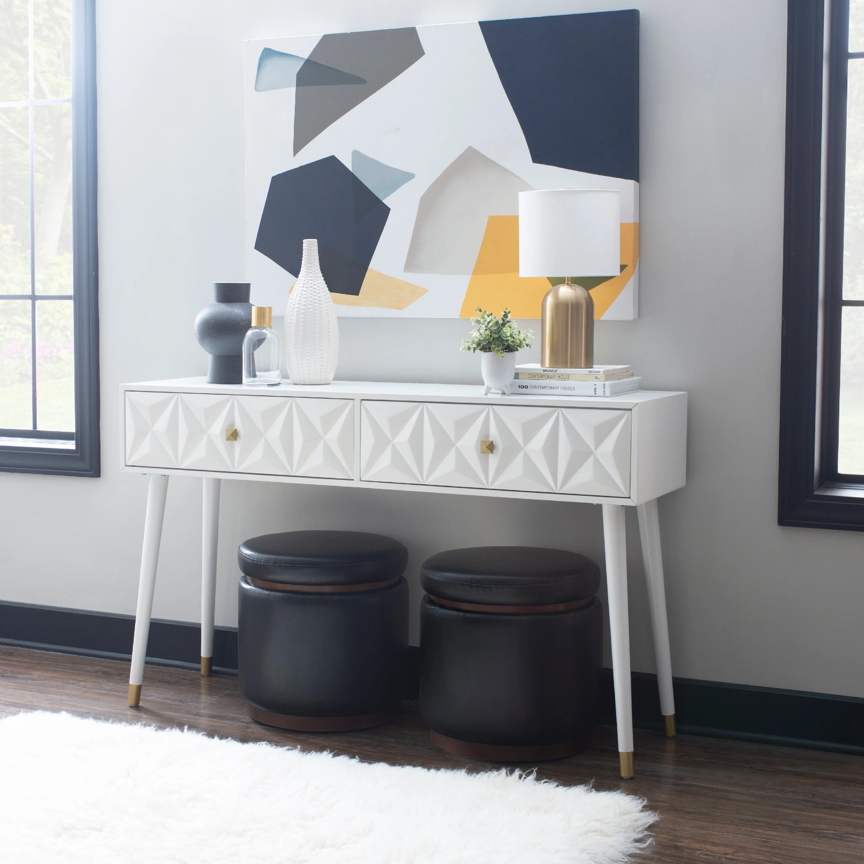 Linon Gemma 2-Drawer Console Table, White