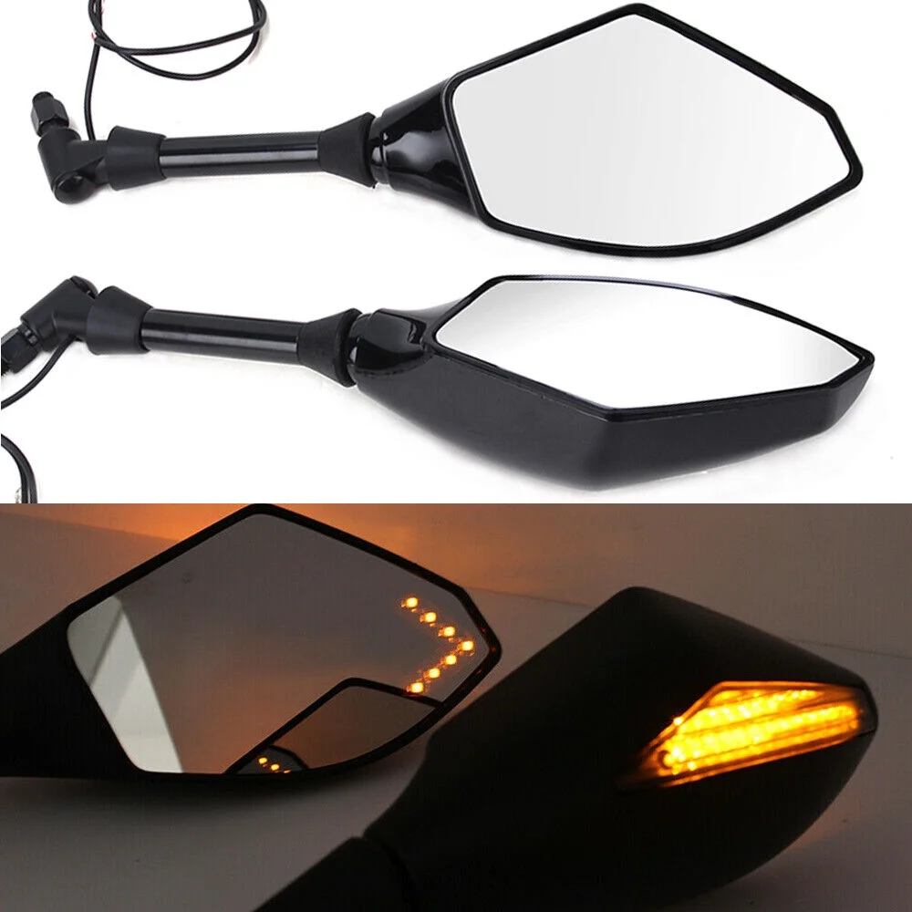 LED Turn Signal Light Universal Motorcycle Rear View Side Mirrors with