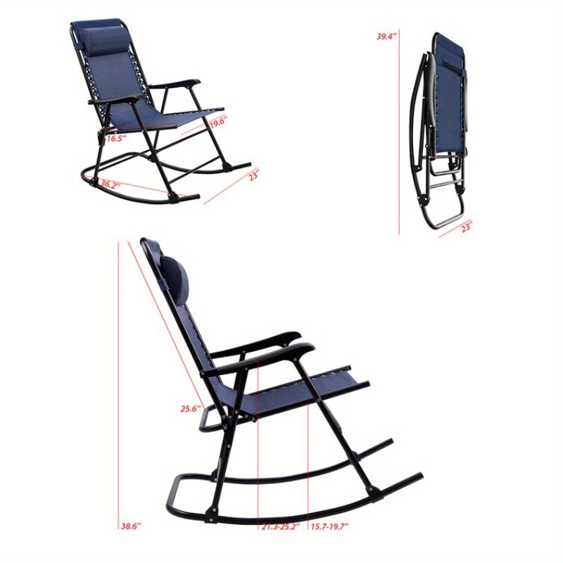 Flamaker Steel Outdoor Rocker Chair,Collapsible