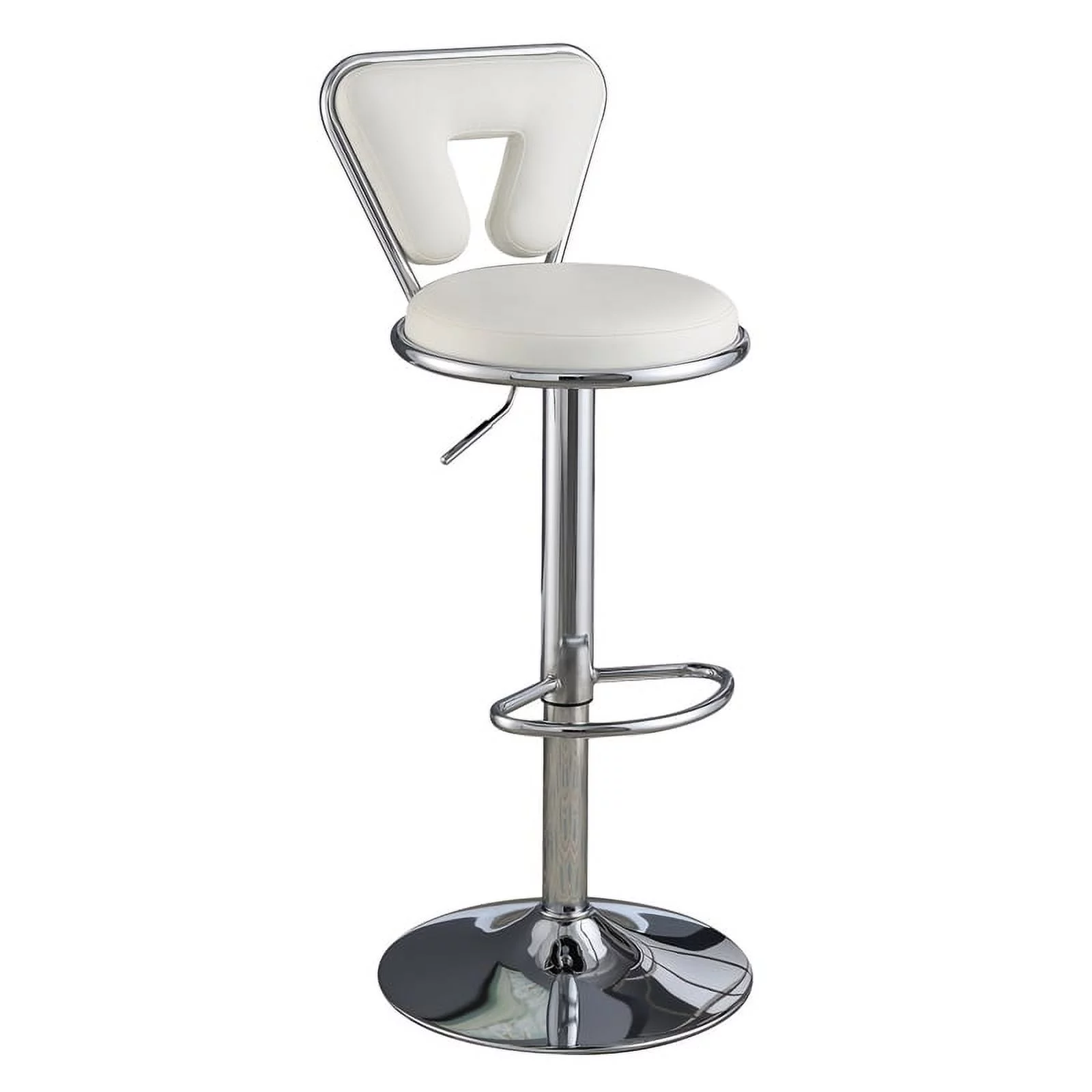 Poundex F1642 16 x 18 x 34-40 in. Adjustable Height & Swivel Barstool in White Faux Leather - Set of 2