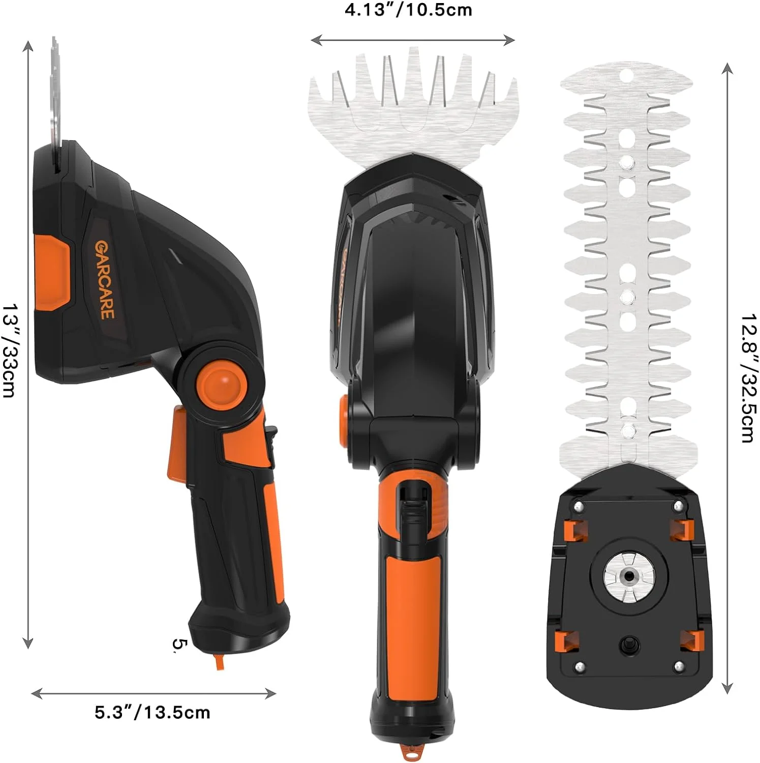 GARCARE Cordless Grass Shears & Hedge Trimmer 2 in 1 with 1.5Ah Li-Ion Battery for Shrub, Garden, Grass and Lawn
