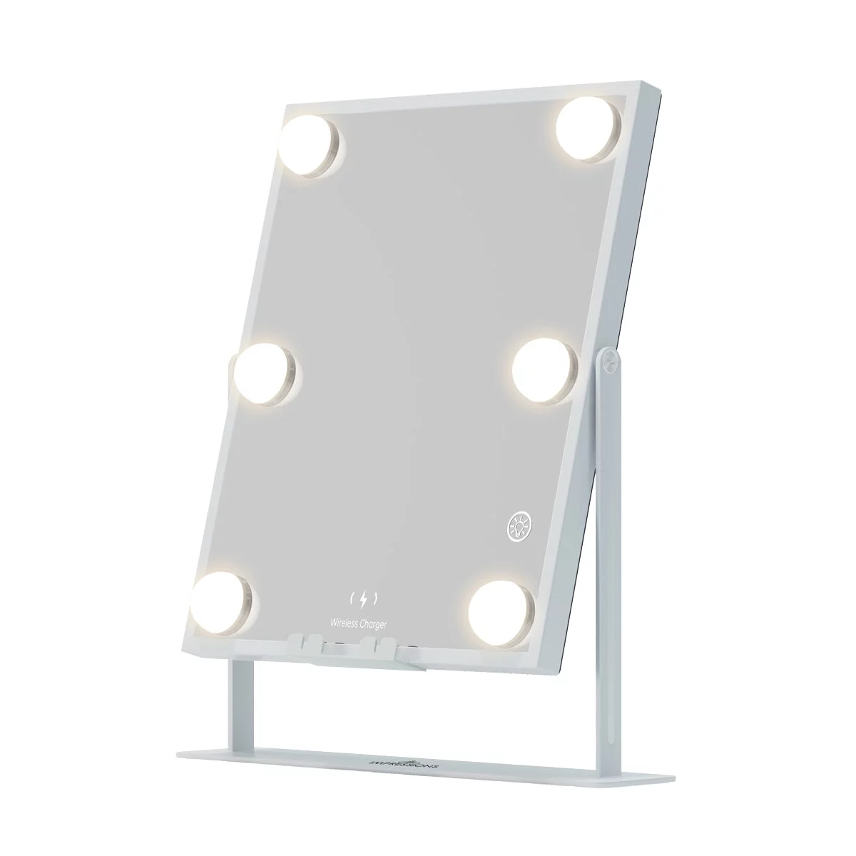 Impressions Vanity Hollywood Tri-Tone LED Modern Makeup Mirror with 6 Lights Bulbs (White)