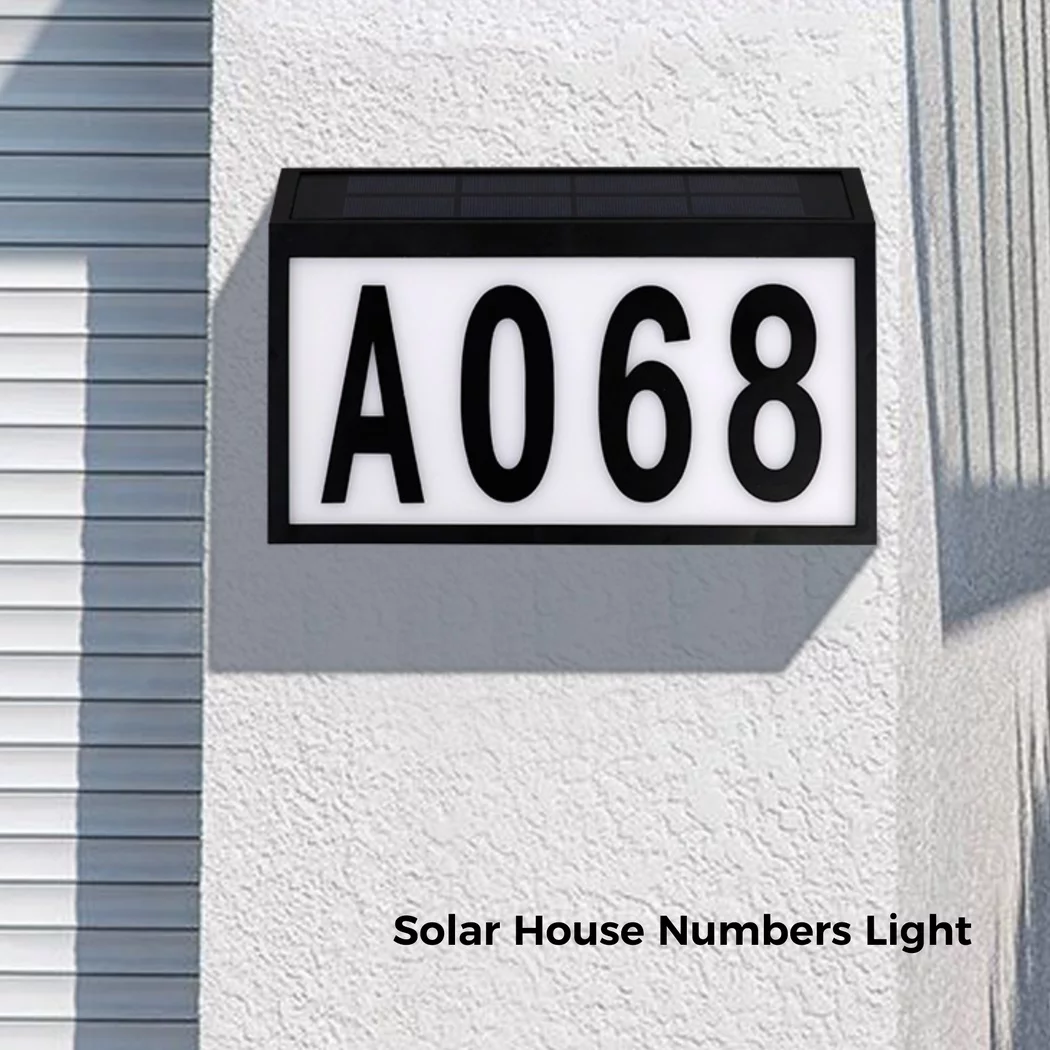 Solar House Address Number Sign, Solar Powered LED Waterproof Illuminated Address Plaques Sign for Home Yard Outdoor Street
