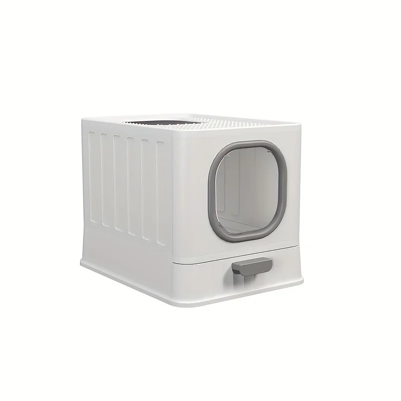 Large Enclosed Cat Litter Box with Lid Cover Hooded Odorless Cat Toilet with Litter Scoop Cat Self Groomer Deodorizer Filter