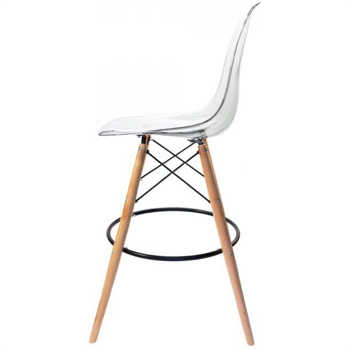 Set of 2 Counter Height High Island Stool Patio Dining Bar Pub Chairs, Clear