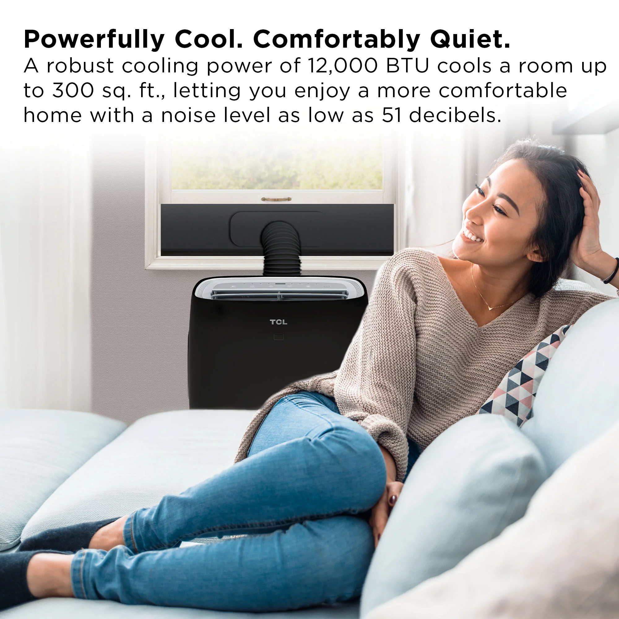 TCL Home 8,000 BTU 115-Volt Smart Portable Air Conditioner, Remote, W12P91-B