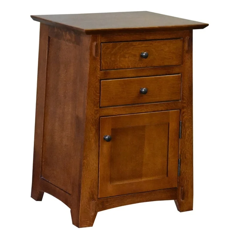 Mission Style Tapered Leg 2 Drawer Nightstand