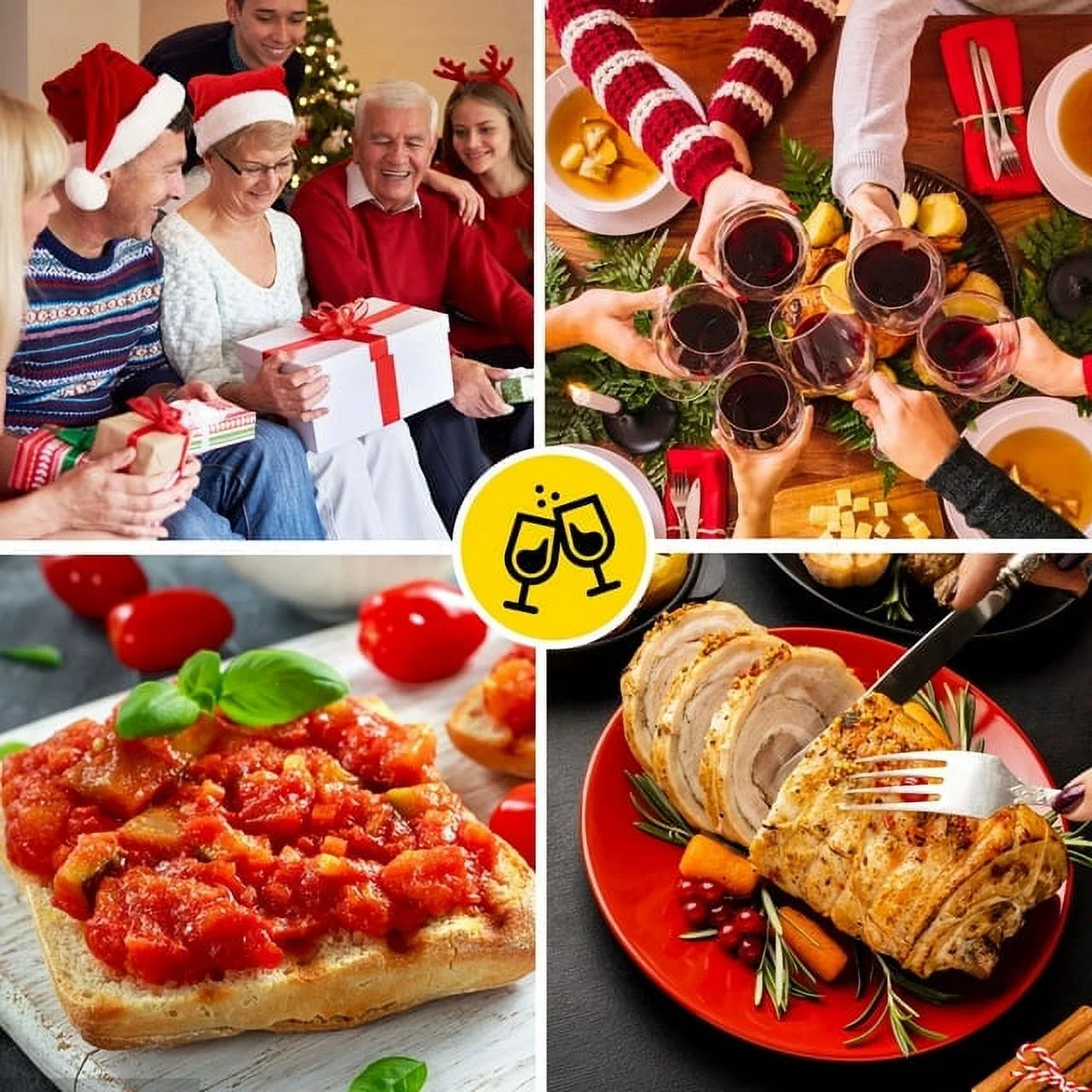 Sunvivi 22 Quart Electric Turkey Roaster Oven with Visible Glass Lid,Removable Pan & Rack, Stainless Steel, Black