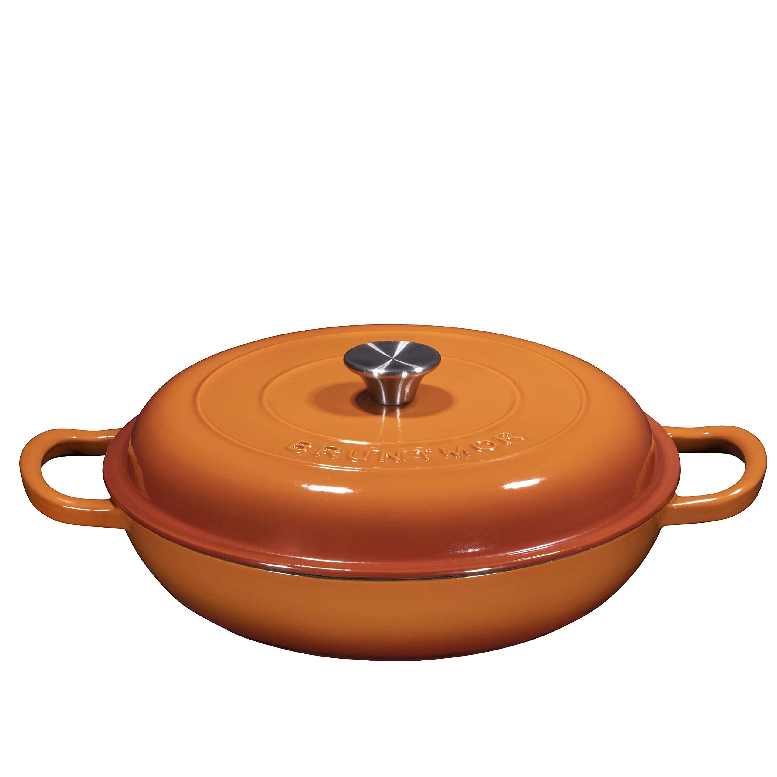 Bruntmor Porcelain Enameled Cast Iron Casserole Braiser 3.8-Quart, Pumpkin Spice