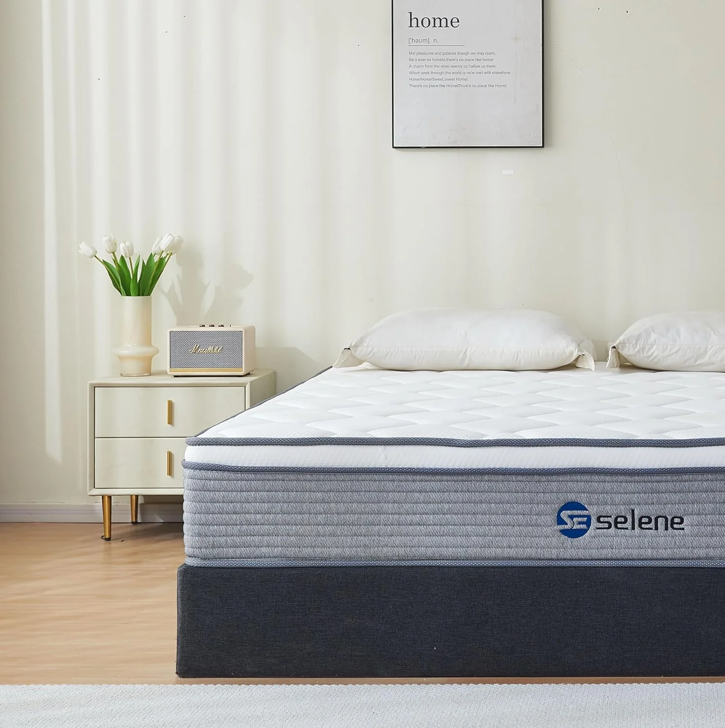 YUMIAO King Size Mattress, 10 Inch King Mattress with Pocket Spring and Memory Foam for Pressure Relief, Motion Isolation, Edge Support, Medium Firm Mattress in a Box, CertiPUR-US, Grey