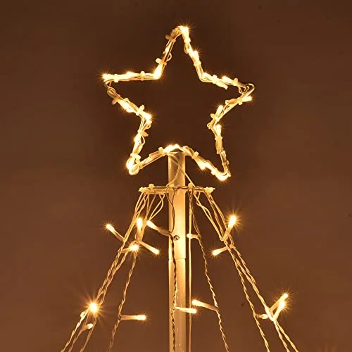 Yescom 12FT RGBY LED Waterfall Cone Tree Light with Star Finial 9 Strings 362 LED Star Lights Christmas Decoration Outdoor Party Yard